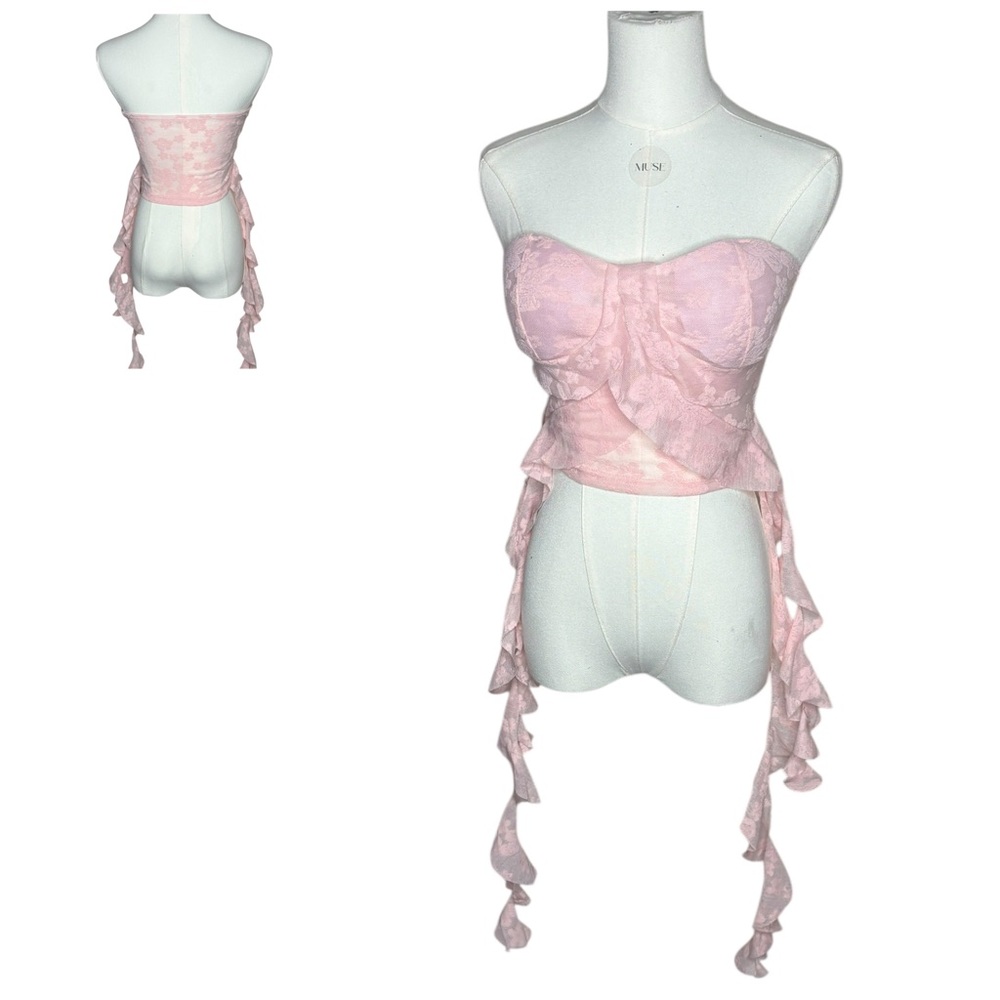 Elegant Pink Lace Bustier Top